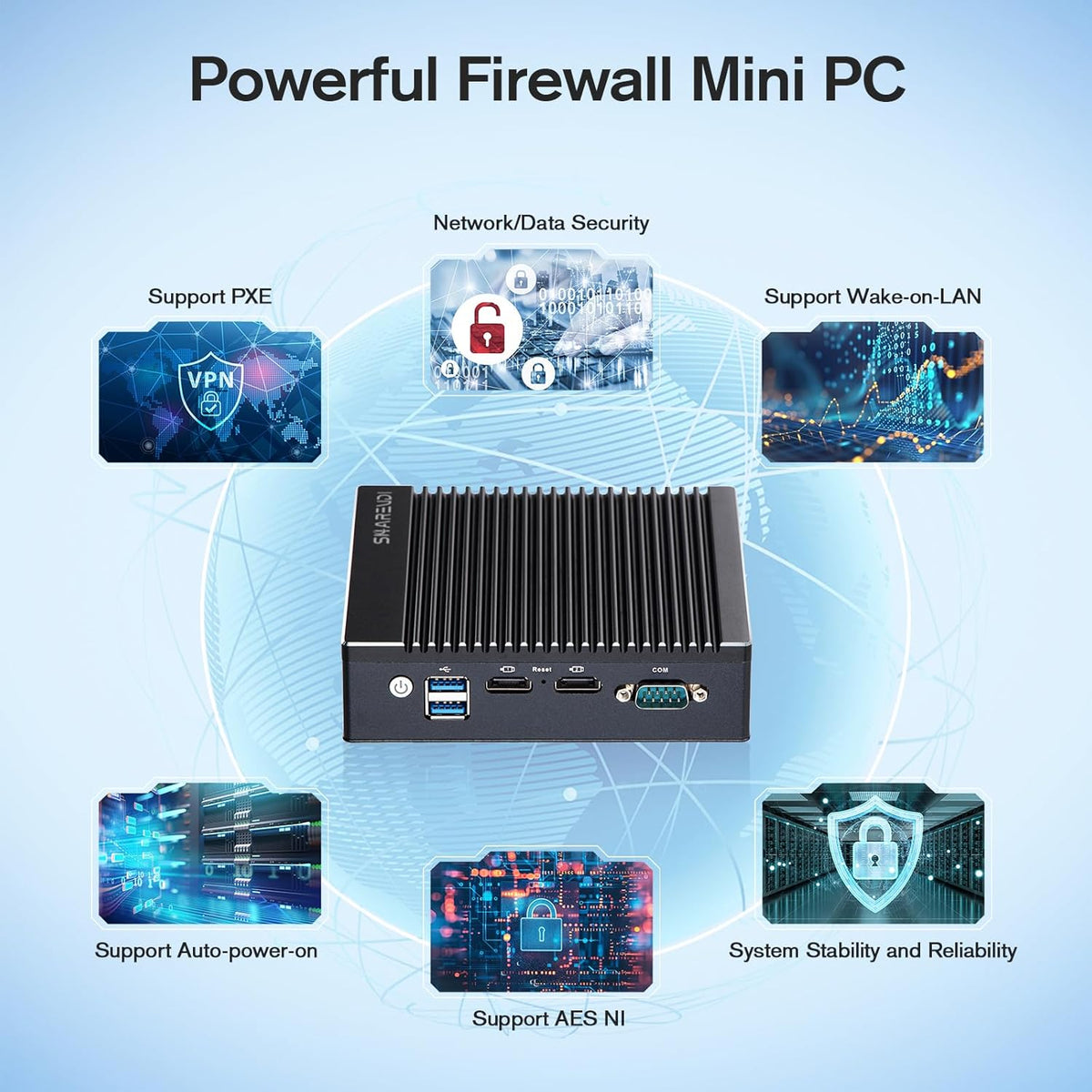 Firewall Mini PC, 4x Intel i225 2.5GB NICs, Intel Pentium N3700, 8GB DDR3, 128GB mSATA SSD Firewall Micro Appliance, Dual HDMI/USB3.0/RS232 COM, Supports AES NI, Compatible with - QUORE