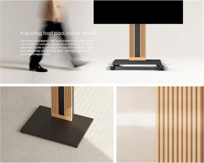 FITUEYES Design Vloer TV-standaard voor 32-65 Inch TV's Beukenhout Hoogteverstelling Vrijstaande TV-standaard ±30° Draaibaar Kabelbeheer Zen Serie