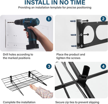 Sinoer 2-pack 2x6ft Garage Stellingen Met Haken, 61cm-bij-183cm Metalen Wandplank Opslag Rek Planken, voor Winkel, Schuur Opslag