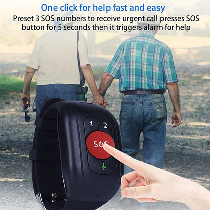 Gekoppeld aan de armband, valdetector paniekknop SOS, voor senioren, GPS 4G oproepen, GPS-tracker, IP67 waterdicht, stappenteller