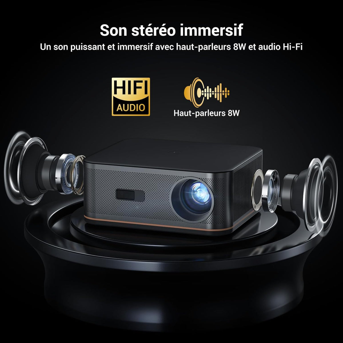 [1500 ANSI/Autofocus/Keystone] HAPPRUN 4K Ultra HD Projector, Home Cinema Beamer met WiFi 6 & Bluetooth 5.2, 300” Scherm met 50% Zoom, Compatibel met Mobiel/TV-Stick/PC / PS5
