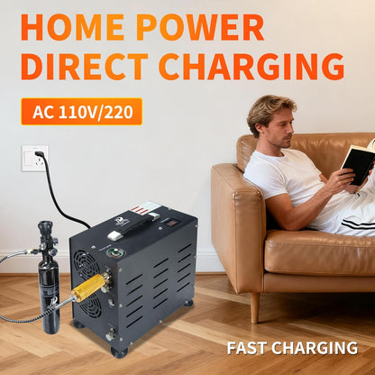 TUDIVING-4500Psi/300Bar Duikcompressor, 800W Dual-Cylinder PCP Luchtcompressor, Auto Stop Hogedrukcompressor, Duikcompressor voor het vullen van een 2L Duikfles