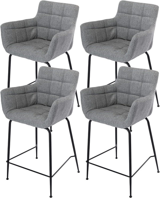 Barkrukken – Barstoelen – Krukken – Hoge Stoelen – Keukenstoelen – Set van 4 – Stabiel Metalen Frame – Comfortabele Bekleding Met Voetsteun - QUORE