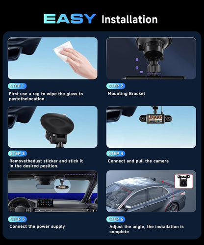 Dashcam 2K auto met wifi, 4 1080p dashcams met 3 inch IPS-display, nachtzicht, versnellingsmeter, 360 graden bescherming, ondersteunt 128G, G-sensor