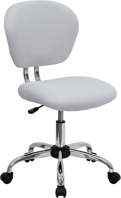 Bureaustoel – Bureaustoel Met Wieltjes – Bureaustoel Draaibaar – Thuiswerkstoel – Office Chair Wit – Mid-rugleuning Van Ademend Mesh – Verstelbare Zithoogte Pneumatisch