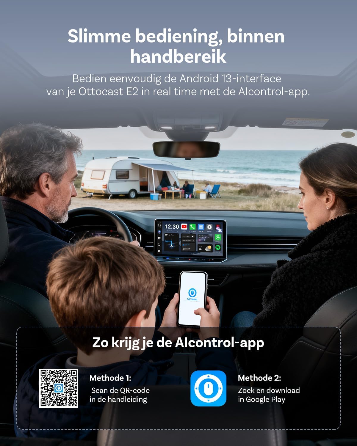 Draadloze CarPlay Adapter – Android Auto Interface – Auto Multimedia Systeem – Smart Car Hub – Android 13 Besturingssysteem – 4GB RAM & 64GB Opslag – Netflix en YouTube Streaming – WiFi & 4G SIM Connectivity