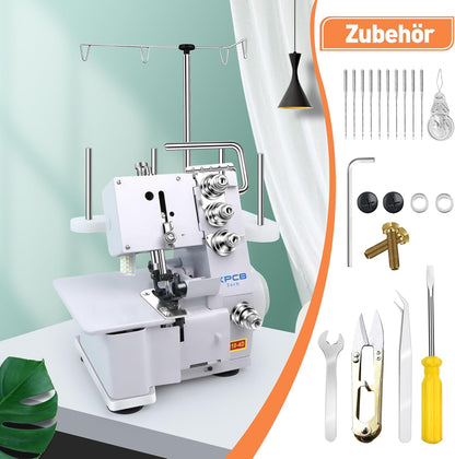 Overlock Naaimachine – Overlockmachine, Lockmachine, Afwerkmachine, Naaimachine – Wit – Voor 3 En 4 Draads Overlocksteken – 1.200 Steken per Minuut