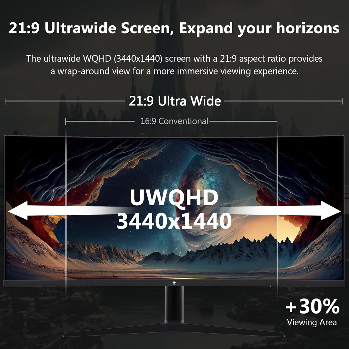 Z-Edge Gaming Monitor Curved 34'', 165Hz, UWQHD(3440x1440), 1ms MPRT, Height & Incline Adjustable, 21:9 with DP Cable, FreeSync, 1500R VA, 300cd/m², 2*HDMI2.0 & 2*DP1.4, RGB, VESA 3.937 * 3.937 * 3.9 937 in