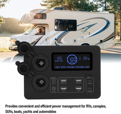 12V Power Box voor Boten Caravans en Auto’s met LCD Display USB C QC3 0 en 4 Anderson Uitgangen Multifunctionele Stroomverdeler voor Onderweg