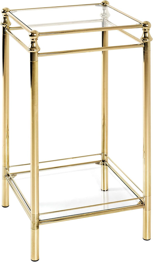 HAKU Möbel Bijzettafel messing, Metaal, veiligheidsglas - Maat: B 40 cm x H 73 cm x D 40 cm, Stijl: Eigentijds