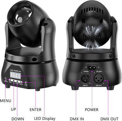 Mini 60W Beam Moving Head Podiumlamp, RGBW LED Partylicht DMX512 met spraakbediening, professionele verlichtingsinstallatie voor podiumverlichting, disco, DJ, bar, kerst