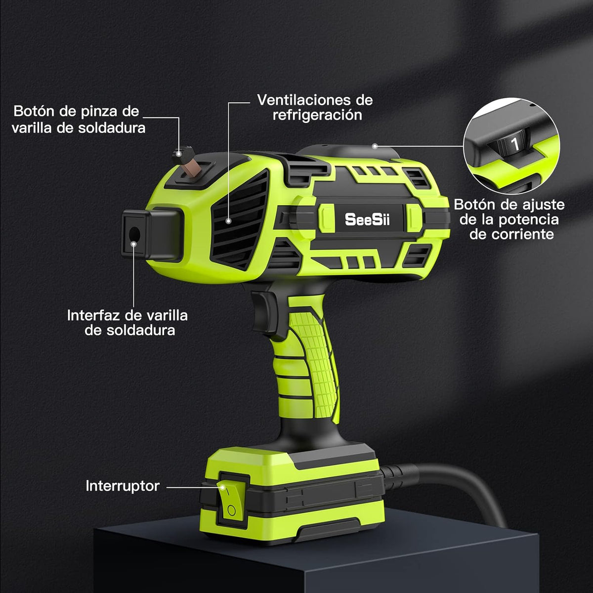 SEESII Handheld Lasapparaat 220V ARC Lasapparaat voor draadstaven van 3,2 mm tot 2,4 mm (met veiligheidsbril) 120A Draagbare Elektrode met IGBT-inverter