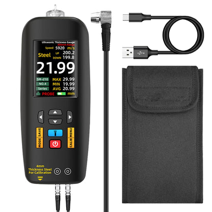 BSIDE Ultrasone diktemeter, 1-300 mm, oplaadbaar, 7,1 cm, lcd-kleur-metaaldikte, met sonde voor metalen materialen