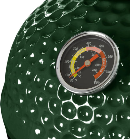 bbq-Toro Kamado Hairo Charcoal Barbecue, Diameter 32 cm, Green, Mini Charcoal Grill with Thermometer and Wooden Handles, Round Ceramic Grill, Ceramic Grill Smoker - QUORE