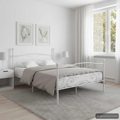 VidaXL Bedframe lattenbodem metaal 120x200 cm wit