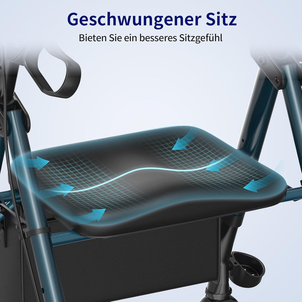 VOCIC Rollator, opvouwbaar en licht, met zitje, rollatoren voor senioren, inklapbaar, met 20 cm banden voor alle terreinen, zitje en handgreep, in hoogte verstelbaar, groen