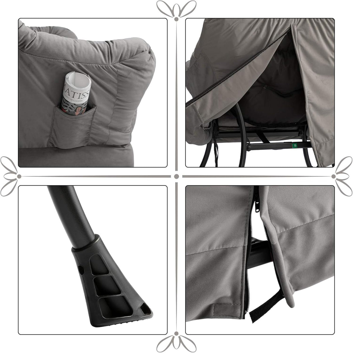 HollyHOME Relax Fauteuil Fluwelen Woonkamer Stoel Slaapkamer Stoel Lounge Stoel met Armleuningen Leesstoel Accentstoel met Stalen Frame, Donkergrijs