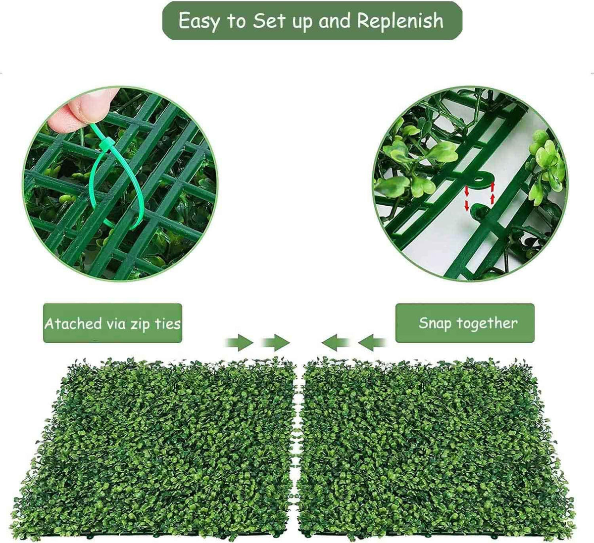 Ybaymy 12 Stuks 24 x 16 Inch Kunstmatige Hedge, Kunstgras Gazon, UV-bescherming, Outdoor voor Tuinhek Achtertuin Groene Muren