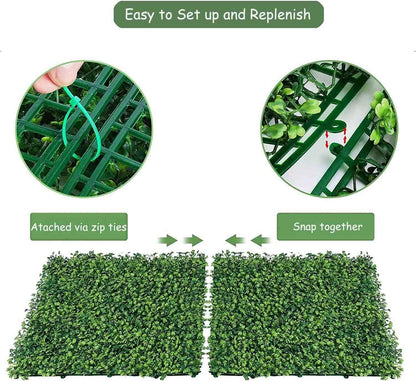 Ybaymy 12 Stuks 24 x 16 Inch Kunstmatige Hedge, Kunstgras Gazon, UV-bescherming, Outdoor voor Tuinhek Achtertuin Groene Muren