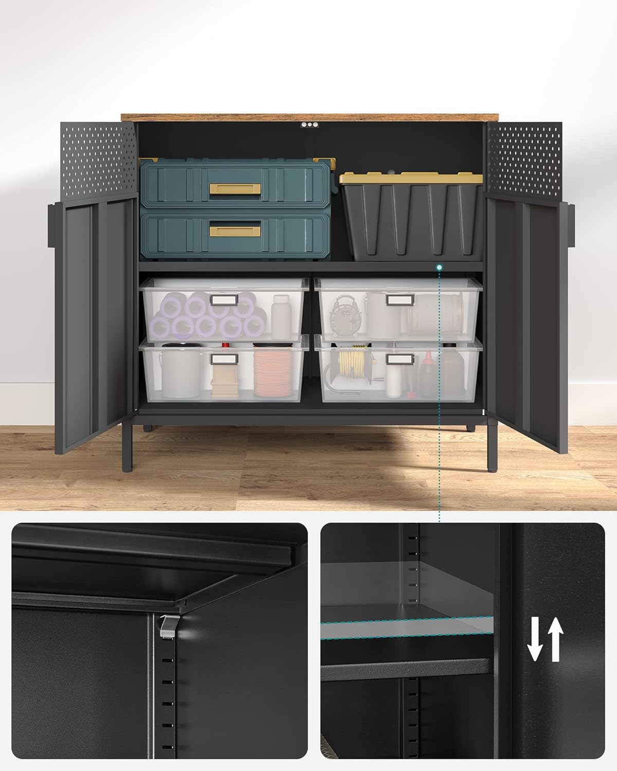 Kast - Dressoir - Archiefkast - Kantoorkast - Opbergruimte - 80 cm x 40 cm x 76 cm - Zwart - QUORE