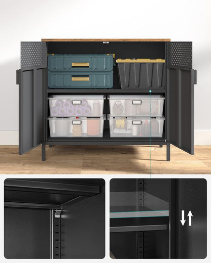 Kast - Dressoir - Archiefkast - Kantoorkast - Opbergruimte - 80 cm x 40 cm x 76 cm - Zwart - QUORE