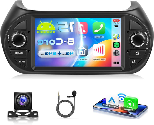 8 Core 4G+64G Car Radio Android 15 für FIAT Fiorino/Qubo/Peugeot Bipper/Citroen Nemo, 7 Zoll HD IPS Touch Screen Radio mit Drahtlos Carplay Android Car GPS Wi-Fi Bluetooth USB FM RDS Camera - QUORE