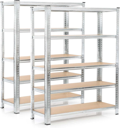 Wiltec 2x magazijnrek verzinkt 180x120x40 cm, totale draaglast 875 kg, stalen stellingkast, 5 planken
