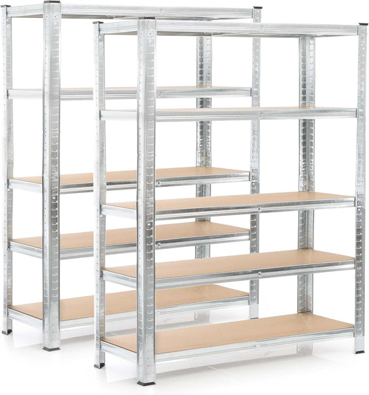 Wiltec 2x magazijnrek verzinkt 180x120x40 cm, totale draaglast 875 kg, stalen stellingkast, 5 planken