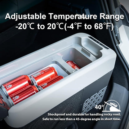 Alpicool KCF15 Koelbox, 15 liter, draagbaar, voor auto, vrachtwagen, compacte campingkoelkast, 12/24 V DC koelbox voor reizen, levensmiddelen en dranken, licht design