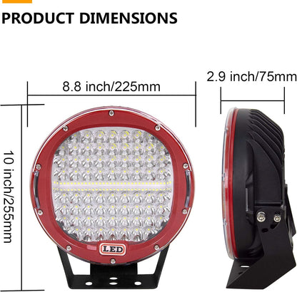Willpower 2pcs 9 Inch 294W Led Werklampen 12V 24V Led Lichtbalk Spotlights LED Werklamp Mistlamp Waterbestendig IP67 Led Work Light Bar Voor Tractor Auto Boot 4x4 Vrachtwagen Offroad ATV Rood