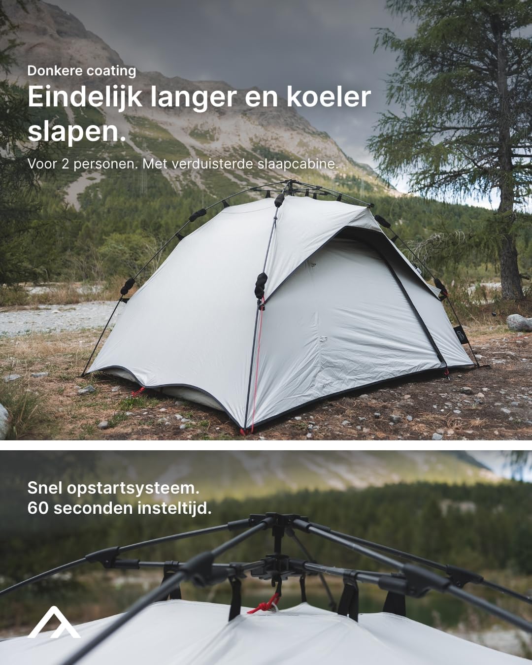 Qeedo Quick Ash 2, camping tent 2 persoons, pop up tent (Quick-Up-System)