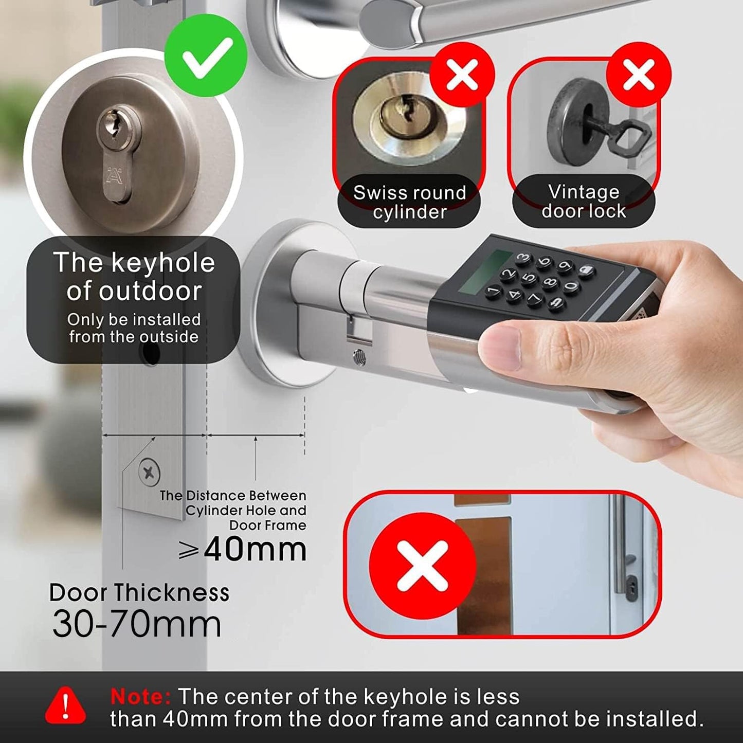 WELOCK PCB41-WIFI Gateway Smart Electronic Door Lock met Bluetooth Smartphone App, RFID Card EU Standard Waterproof IP65 Keyless Cylinder en WiFi Bluetooth Gateway Combo Kit.