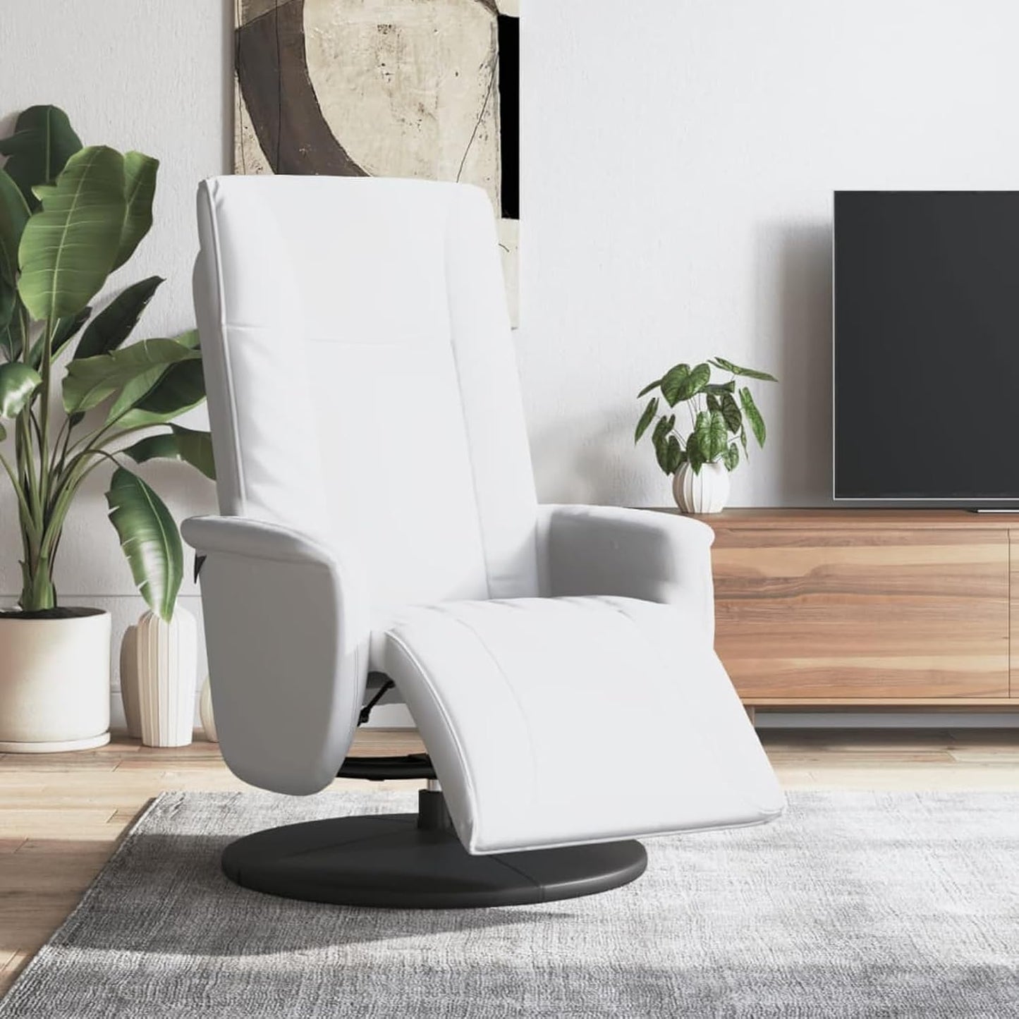 Comfortable recliner chair with reclining function, faux leather, white, max. 110 kg - White Comfort Relax Recliner Chair with Function, Faux Leather, up to 110 kg Model356510