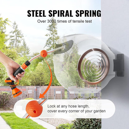 Intrekbare Slanghaspel – Tuinslanghaspel – Automatische Slanghaspel – Wandhaspel – Oprolbare Slang – 35 Meter Lengte – 180° Draaibare Wandhouder – 9 Modi Mondstuk – Vergrendeling Op Elke Lengte