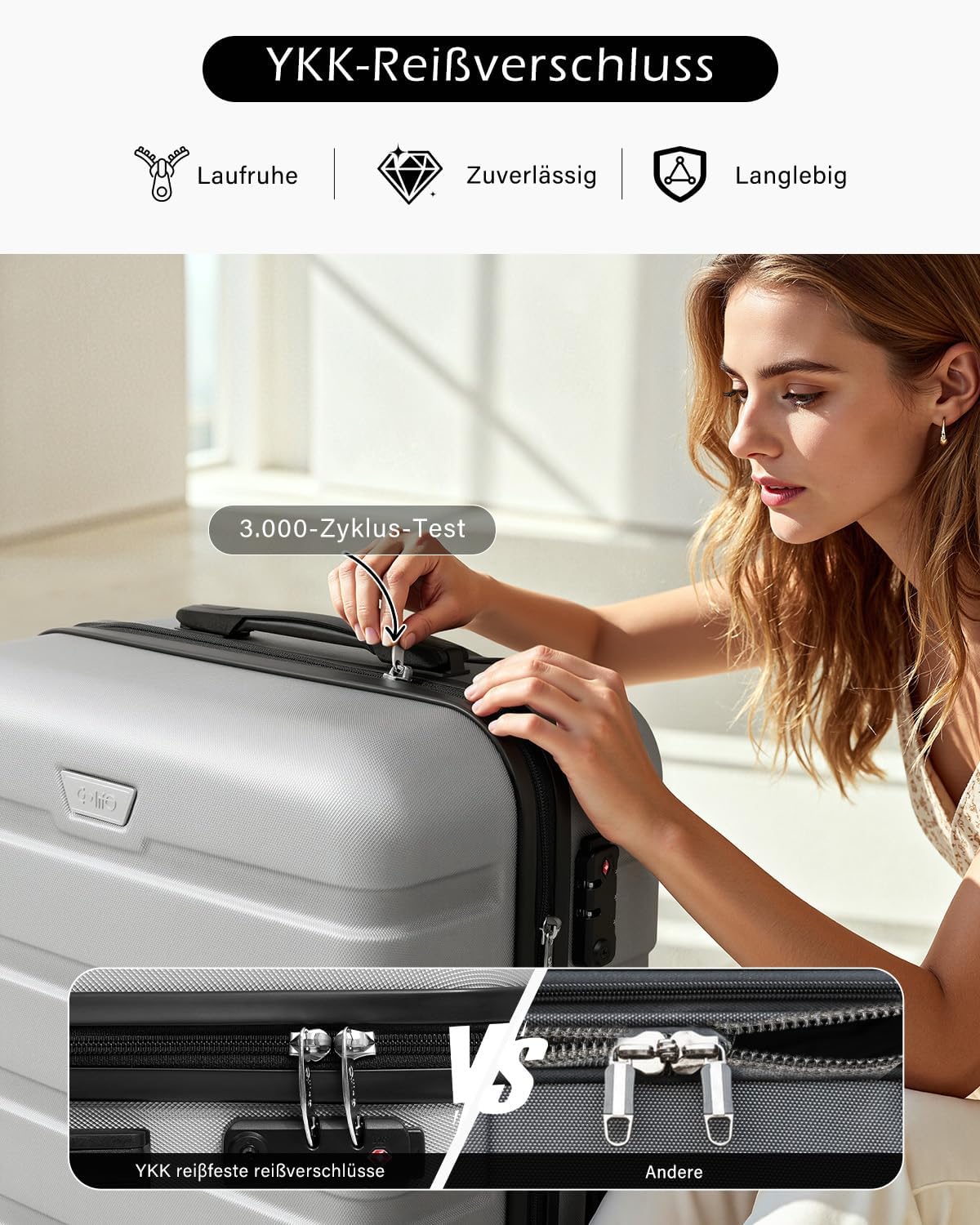COOLIFE hardcase-koffer Trolley Rollkoffer reiskoffer hardshell Boardcase handbagage met TSA-slot en 4 wielen, Helder zilver., Koffer-Set