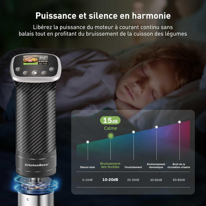 KitchenBoss Warmtedompelaar Vacuüm Koken: Wifi Thermo Diver 1100W APP Controle Vacuüm Cooker Cooker voor Nauwkeurige Temperatuurregeling TFT-display