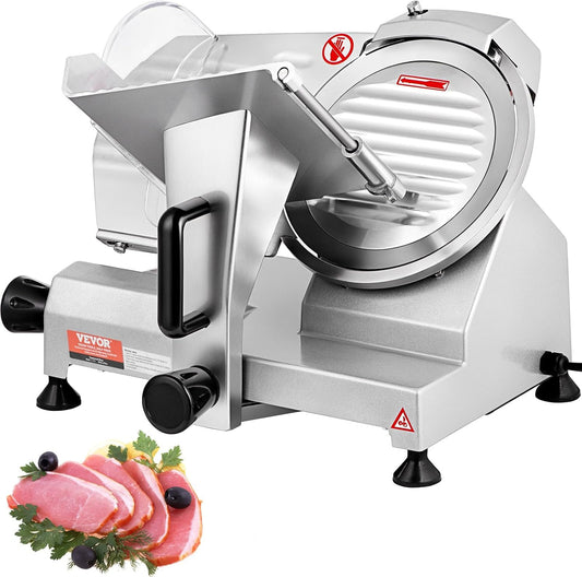 Commerciële Vleessnijmachine, Elektrische Deli Food Slicer, Carbon Steel Blade Elektrische Voedselsnijmachine, 350-400 RPM Vleessnijder, 0-0,45 inch verstelbare dikte voor vlees, kaas, groenten, ham