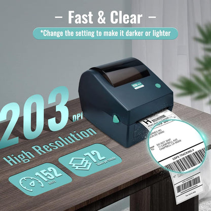 HotLabel Thermische printer, verzendlabelprinter, desktop thermische labelprinter 4x6, labelprintermachine voor verzendadres compatibel met Amazon, eBay, Etsy, Shopify Royal Mail UPS Evri DPD