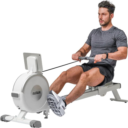 Nilox Rowing Machine XR1, inklapbaar roeitoestel voor thuis met 3 kg zwaar magnetisch vliegwiel, weerstand in 16 standen, tablethouder, stil en compact