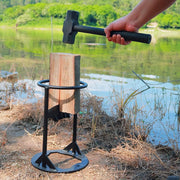 Houtklover - Houtsplijter - Handmatige Wandhouder - Kloofwig - Brandhoutsplijter - voor Zacht Hout - Aanmaaksplijter - Ideaal voor Camping - Picknick - Tuinhuis - 22 x 31 cm - Zwart