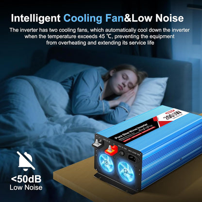 2000 W/4000 W DC 12 V naar AC 230 V zuivere sinusomvormer, spanningsomvormer met 2 AC-aansluitingen, 1 USB-aansluiting, lcd-display, voor auto en camper