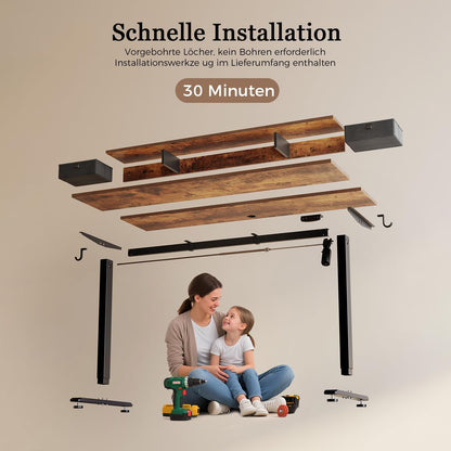 Klicelor Verstelbaar Bureau in Hoogte met Dubbele Lades, Elektrisch Verstelbaar Bureaux in Hoogte, Ergonomisch Sta bureau, 140x60, Bruin
