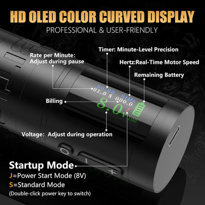 Ambition C1 Tattoo Kit – Draadloze Complete Tattoo Pen Machine voor Beginners, 7 Verstelbare Slagen, Dubbele 1900mAh Accu voor Starters