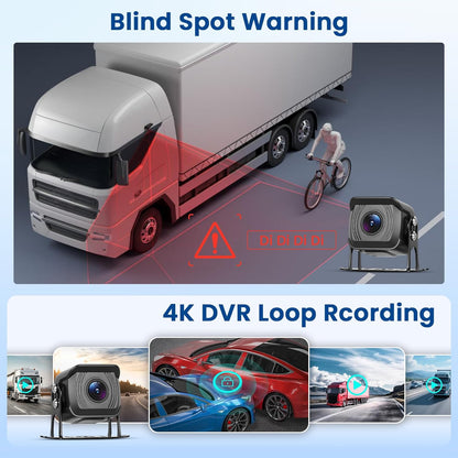 Hikity Achteruitrijcameraset voor 2 camera's IP68 met touchscreen, achteruitrijcamera met audio-afspelen/loopopname/BSD/IR zicht, voor camping, vrachtwagen, camper, aanhangers, 12 V-24 V