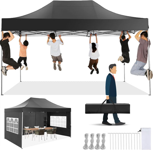 Tooluck Luifel, 10 x 15 cm, pop-up luifel met 4 zijwanden, commerciële, zwaar belastbare luifeltent, buiten, bruiloft, feesttent voor feesten, luifelpaviljoen met draagtas, het hele seizoen, winddicht