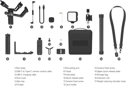 FeiyuTech SCORP 3 KIT Gimbal-stabilisator voor camera, ingebouwde AI-tracking, spiegelloze DSLR-stabilisator voor Sony/Canon/Nikon/Fujifilm, Max 3,5 kg, aanraakscherm, native verticale opnamen met