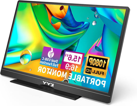 KYY Portable Monitor Newest 15.6'' FHD 1080P USB-C HDMI Laptop Monitor w/ Smart Cover Bag & Dual Speakers, External HDR Computer Screen, Travel Gaming Monitor for PC MAC Phone Xbox PS4/5 - QUORE