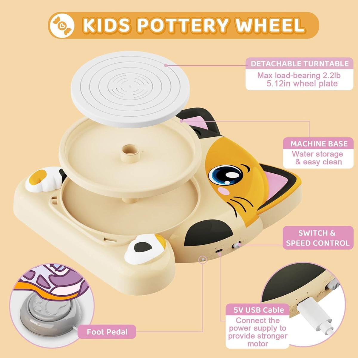 Insnug Aardewerk wiel voor kinderen - Aardewerk kunst en ambachten voor kinderen van 8-12 jaar met 3-pack schilderset luchtdroge klei kunstbenodigdheden speelgoed voor meisjes jongen kerstcadeau voor