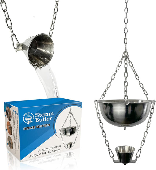 Originele Steam Butler Home - automatische opgiet voor de sauna/thuissauna/tuinsauna - materiaal: roestvrij staal - traploos instelbare intensiteit -