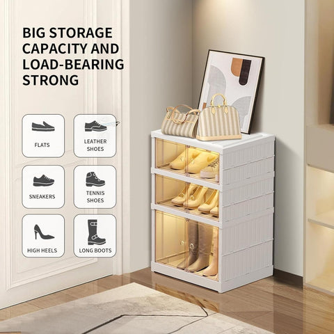 Shoe cabinet - Shoe bench - Shoe rack - Foldable shoe cabinet - Easy installation - Foldable shoe rack - Rack with door - White